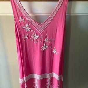 AMERICAN RETRO Pink Beaded Tunic S